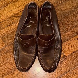 Vintage Bruno Magli Dark Brown Leather Penny Loafers
